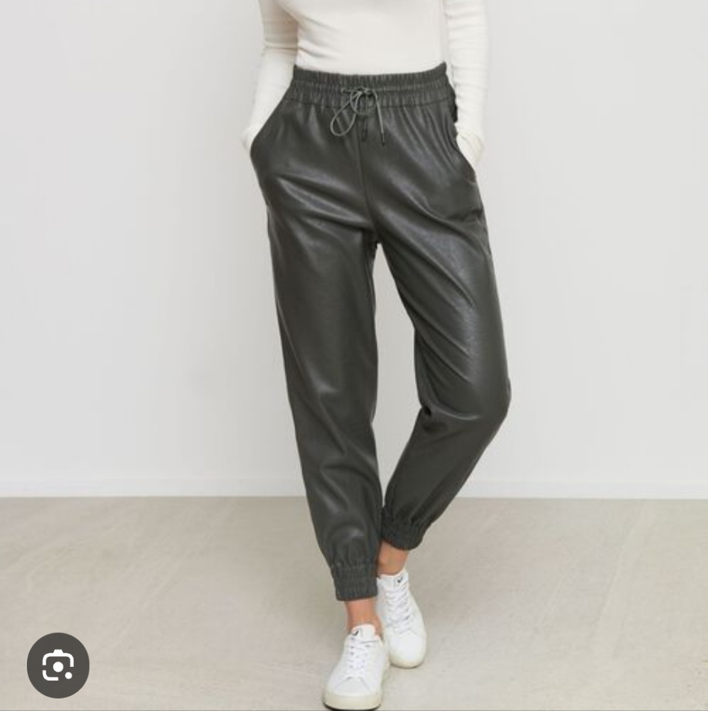 Dynamite Black Faux Leather Jogger Track Pants